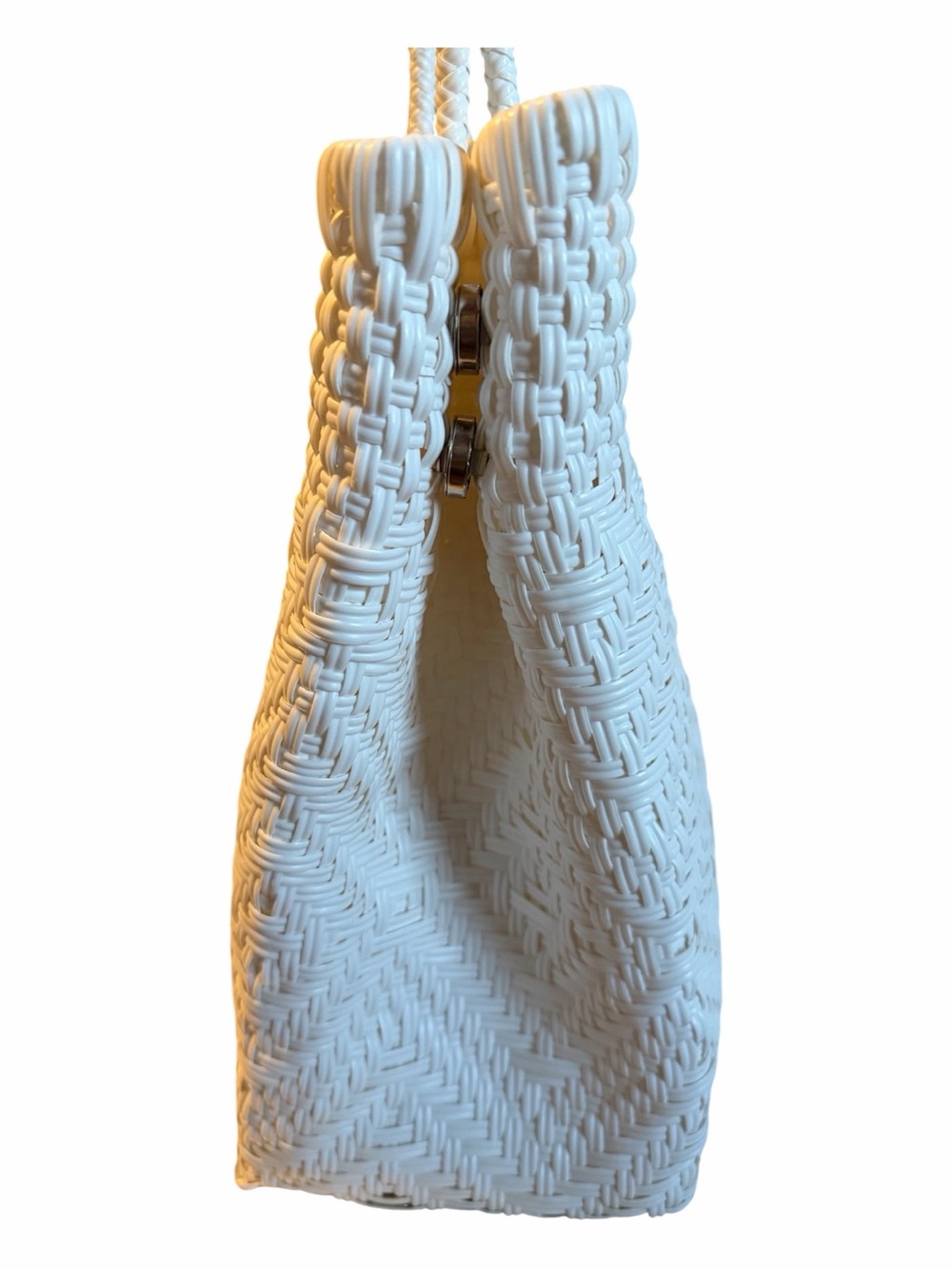 Maria Victoria White Handwoven Upcycled Plastic Tote - Picture 6 of 7